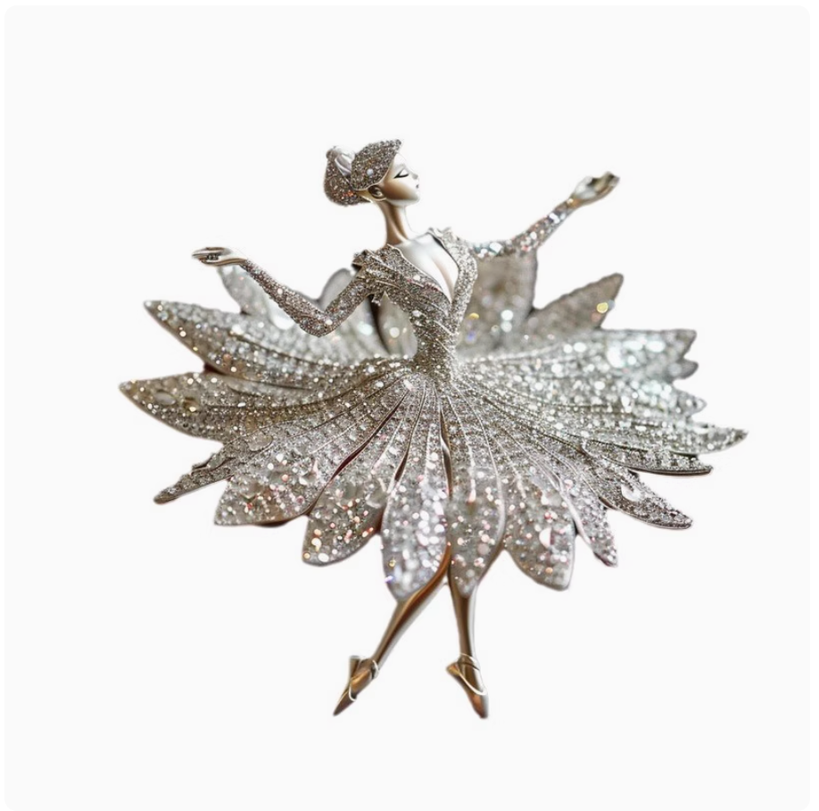 西凉妃子时装周设计微镶锆石芭蕾舞者胸针高档服装配饰