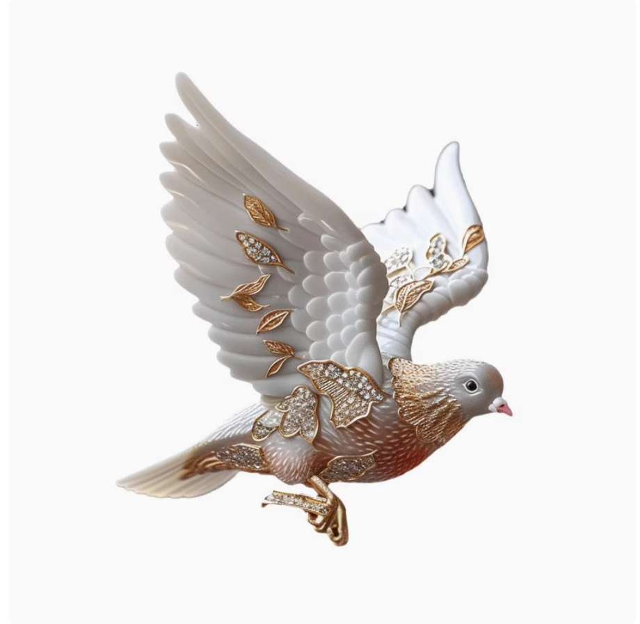 灵心珠宝 设计师原创定制款鸽子胸针 中式美学服装配饰胸花首饰品